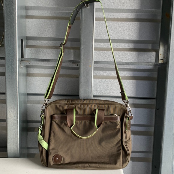 Lancel Paris Messenger Bag Unisex Brown Leather Crossbody Satchel France‎ - Picture 1 of 14